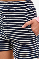 Navy and white striped terrycloth shorts_3