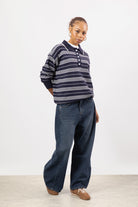 Navy and white striped wool blend knit rugby shirt_4