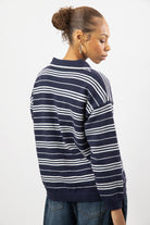 Navy and white striped wool blend knit rugby shirt_2