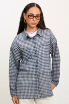 Navy and white tiny plaid shirt_1