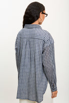 Navy and white tiny plaid shirt_2