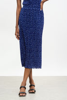Navy blue and ivory polka dot ribbed skirt_1
