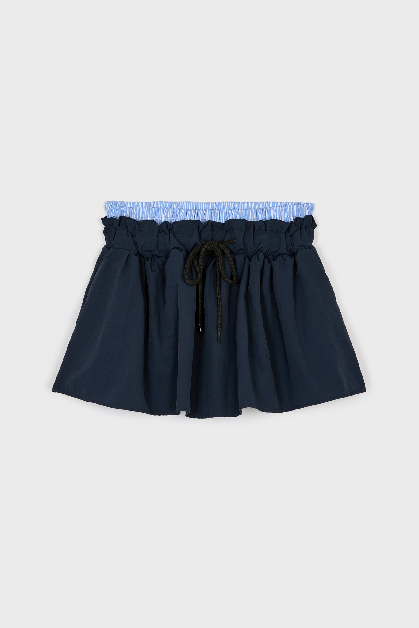 Navy blue and light blue striped shirting skort_5