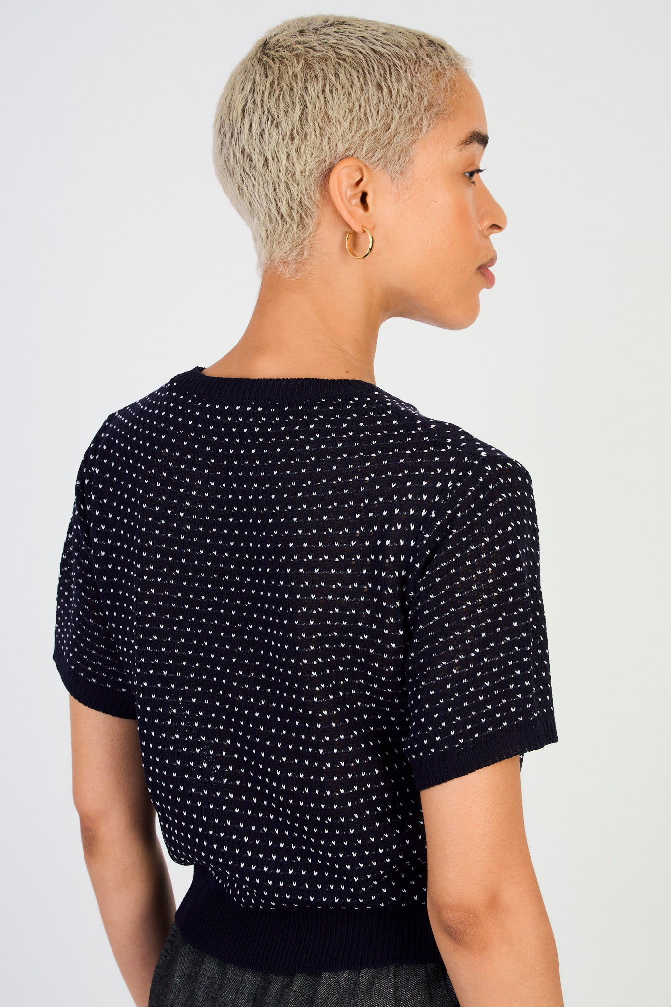 Navy blue and white flecked knit tee_2