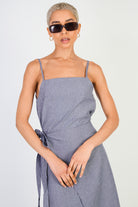 Navy blue and white vertical stripe tie waist dress_3