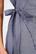 Navy blue and white vertical stripe tie waist dress_4