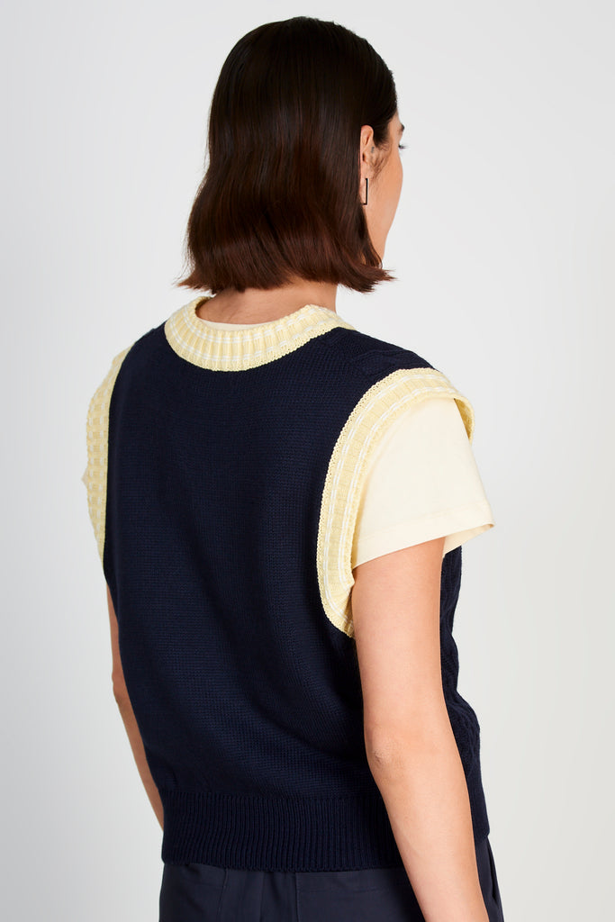 Navy blue and yellow varsity trim sweater vest_3