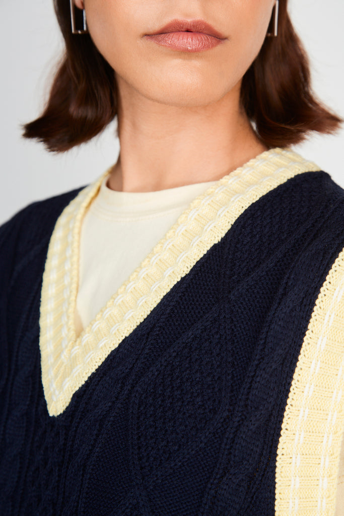 Navy blue and yellow varsity trim sweater vest_4