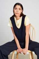 Navy blue and yellow varsity trim sweater vest_1