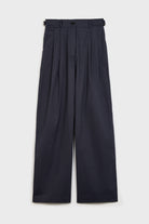 Navy blue cotton twill side cinch trousers_6