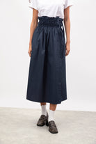 Navy blue double cinch side tie wrap skirt_1