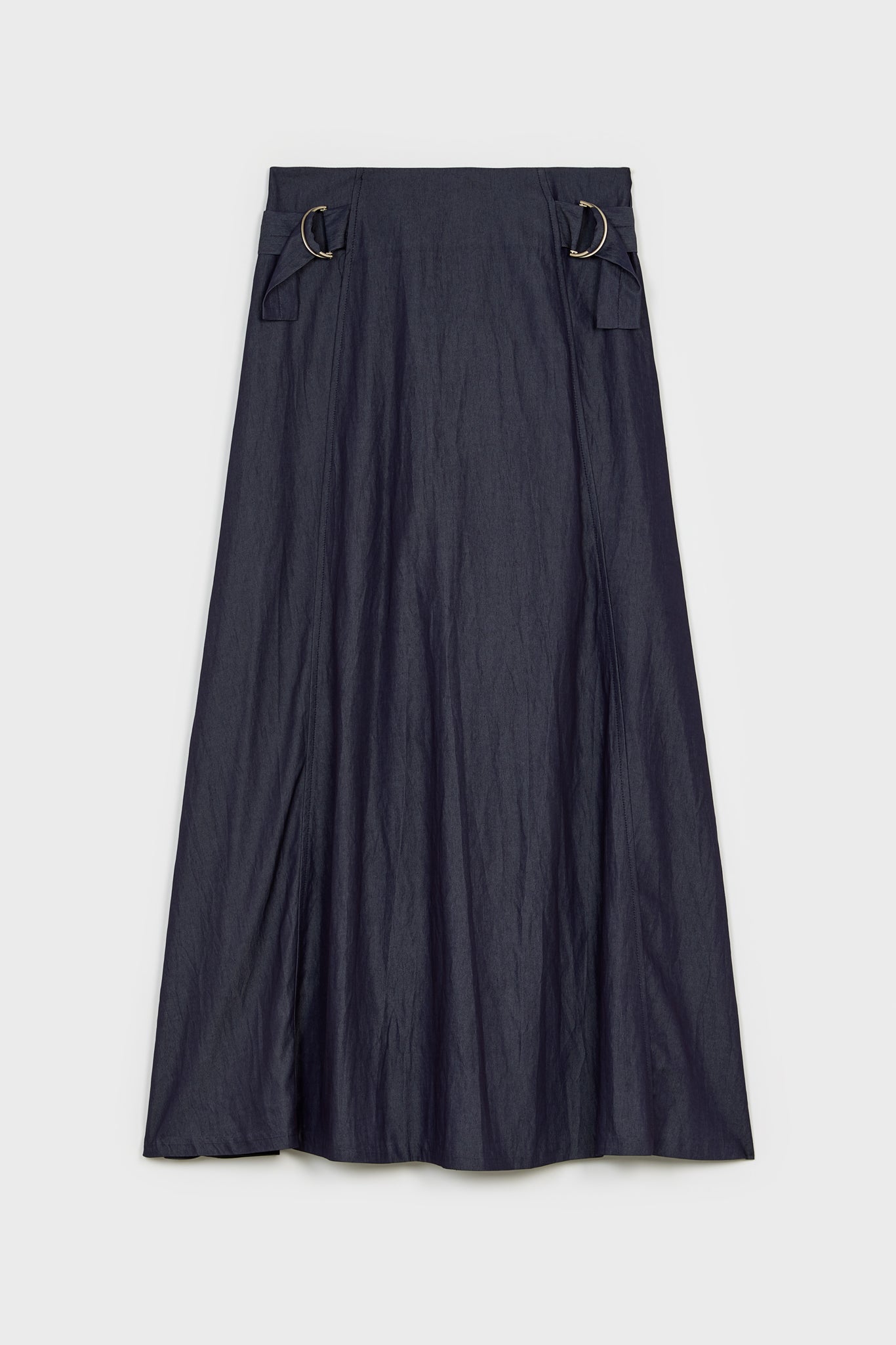 Navy blue double side belt maxi skirt_1