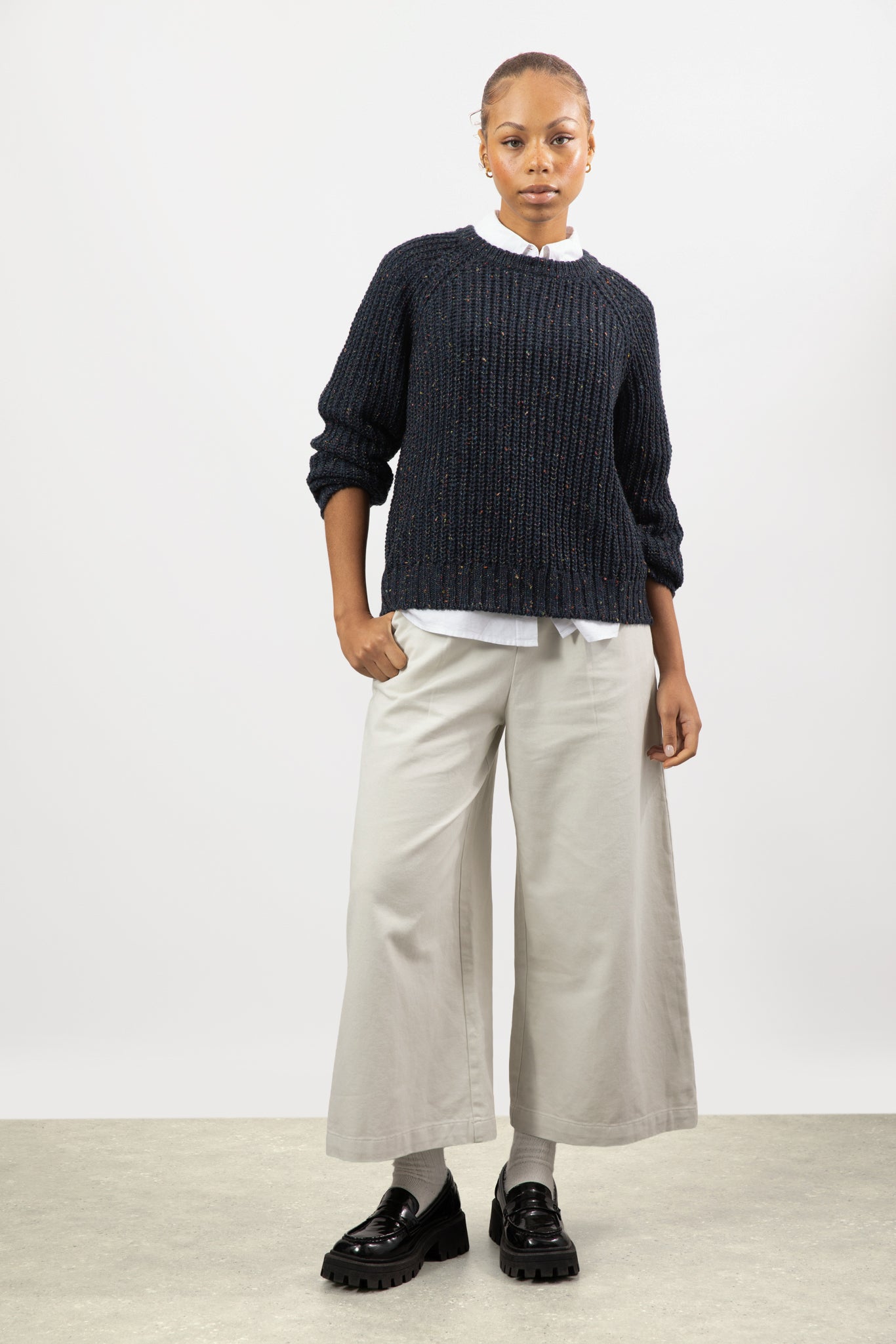 Navy blue rainbow knit raglan jumper_4