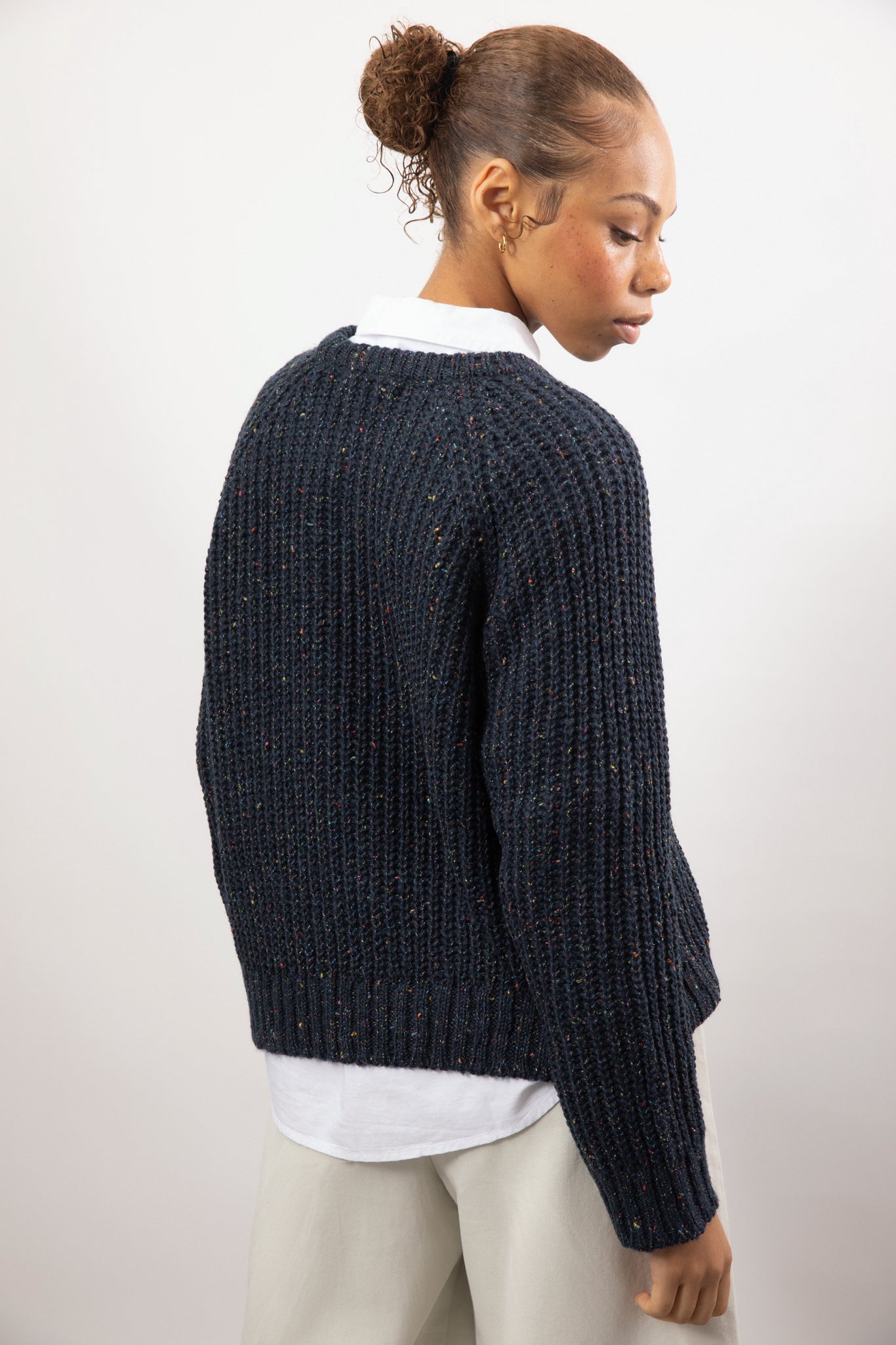 Navy blue rainbow knit raglan jumper_2