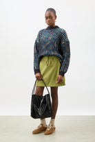 Navy blue rainbow ribbed mock neck jumper_4