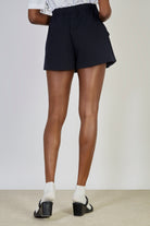 Navy blue side pocket center button mini skort_2
