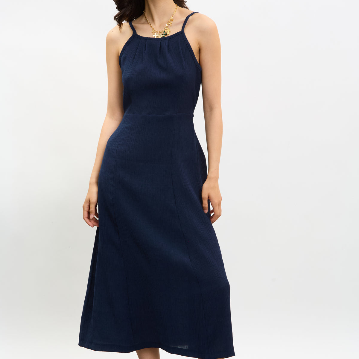 Robe Bleue Tacera Avec Nœuds à La Taille - Taille M - Neuf Sans étiquettes