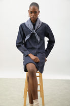 Navy vegan suede mini skirt_5