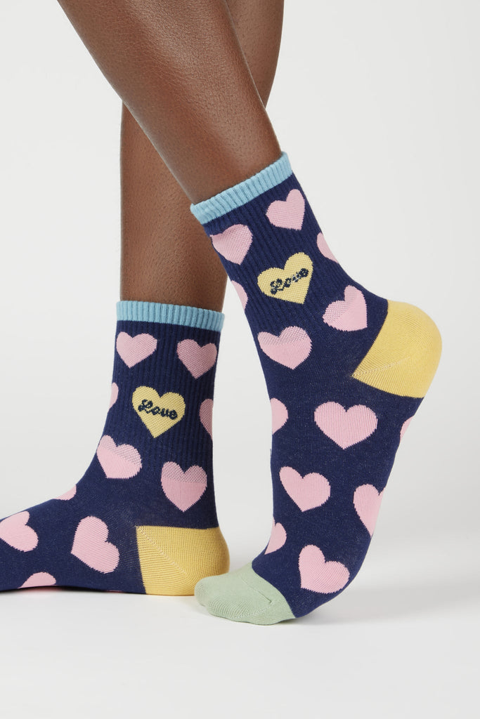 Navy and pink hearts LOVE socks_1