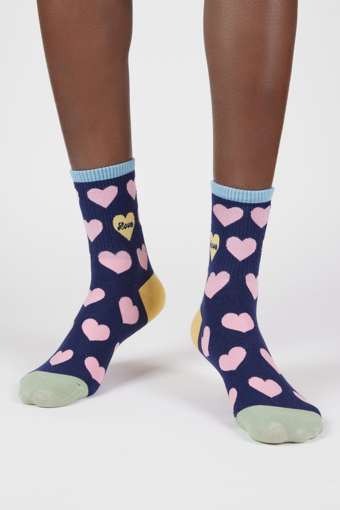 Navy and pink hearts LOVE socks_4