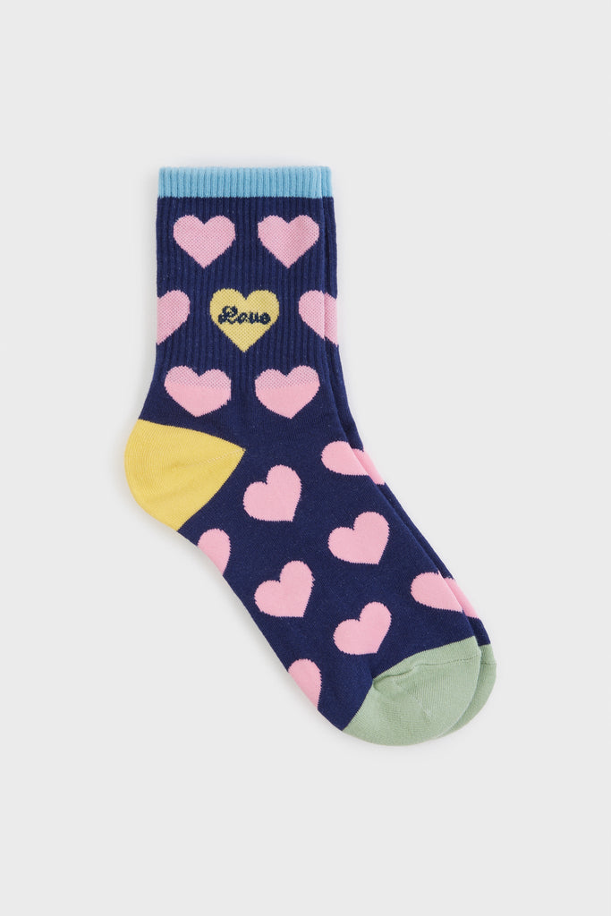 Navy and pink hearts LOVE socks_2