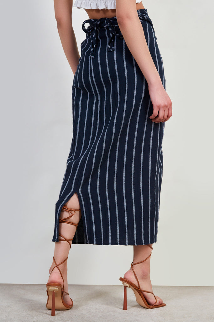 Navy and thick white stripe wrap skirt_3