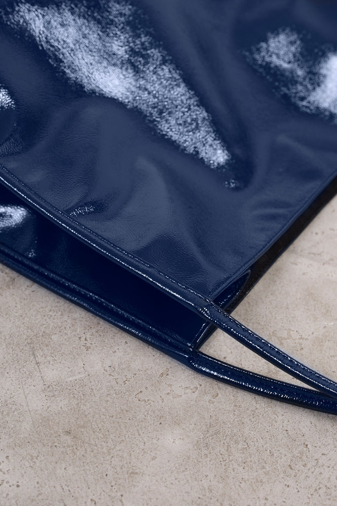 Navy blue high shine PVC tote bag_4
