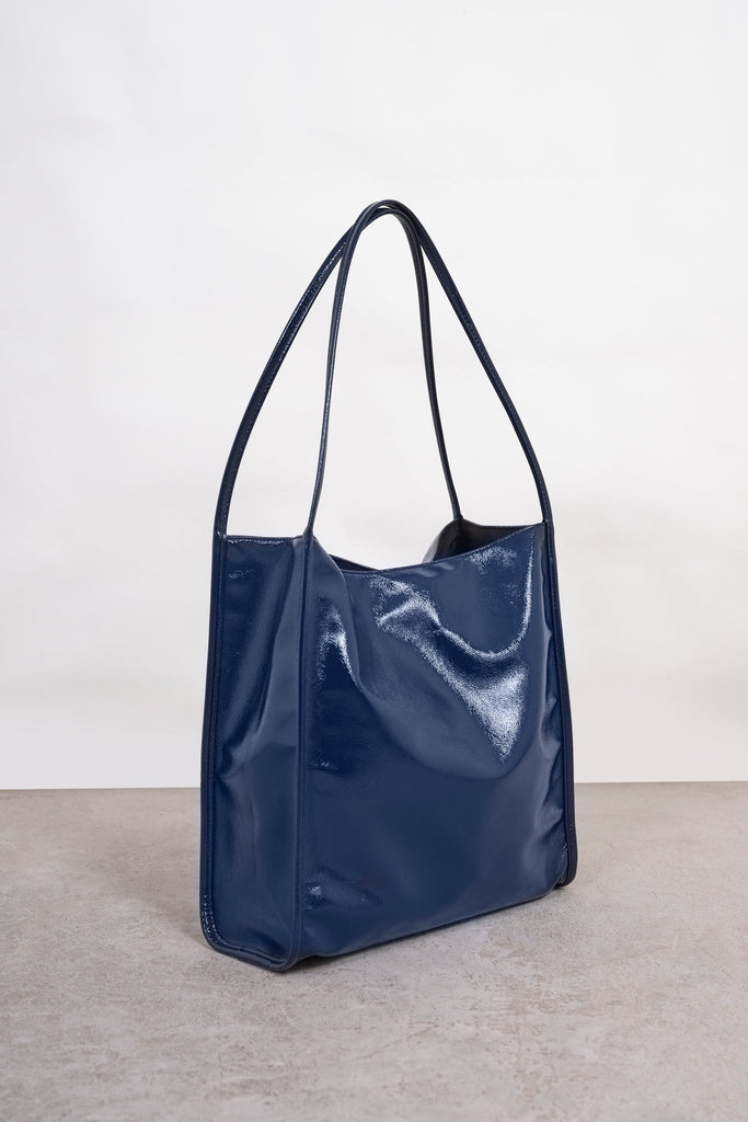 Navy blue high shine PVC tote bag_2
