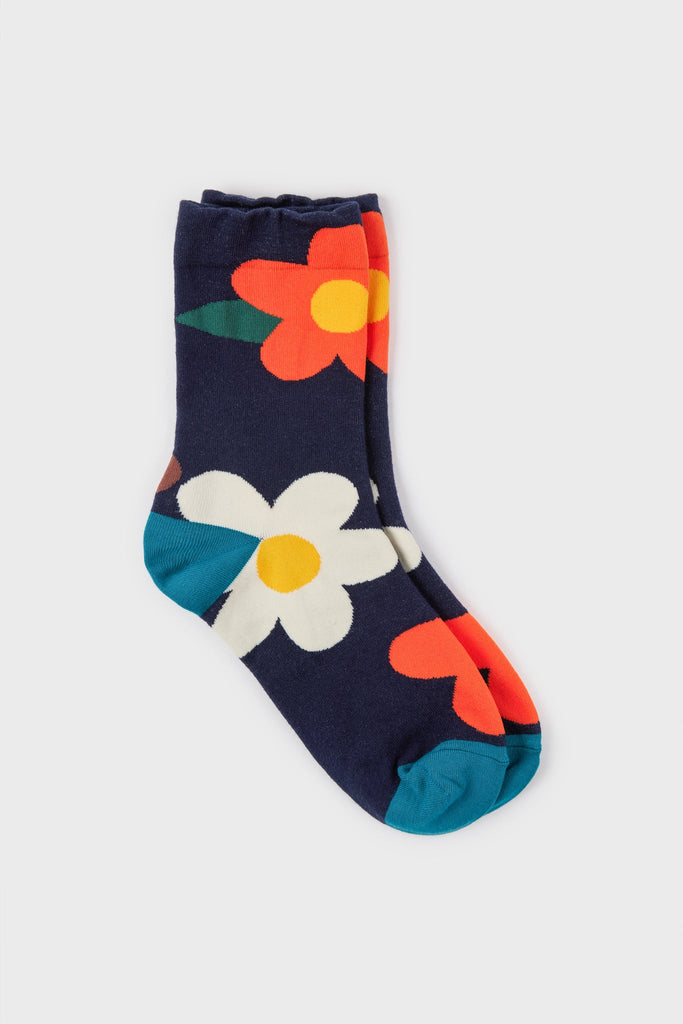 Navy giant graphic flower socks_2