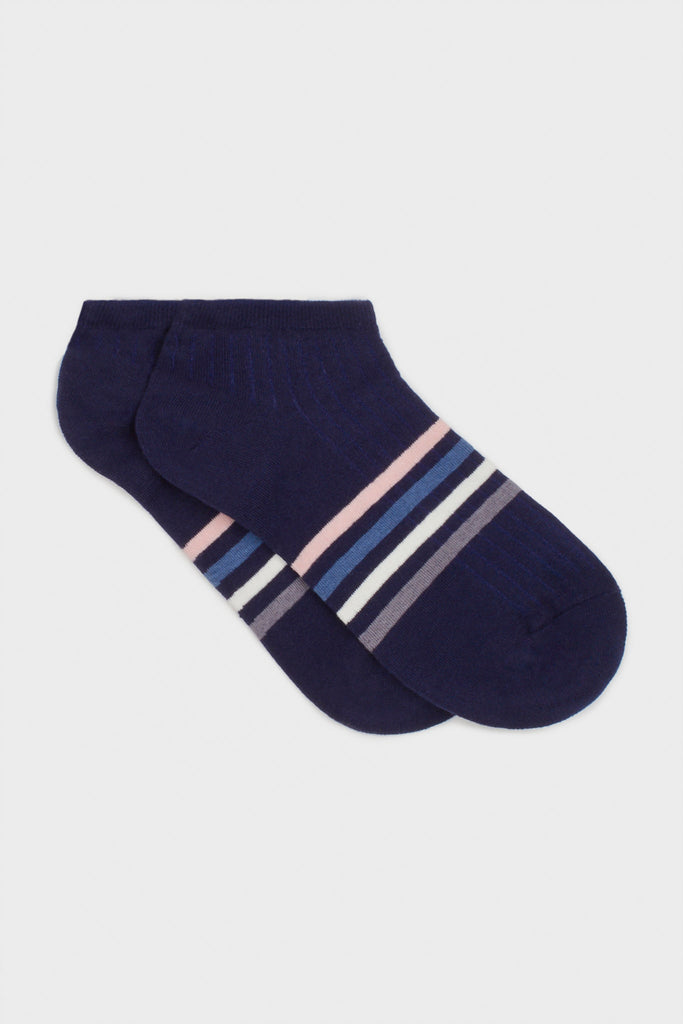 Navy multicolour striped ankle socks_3
