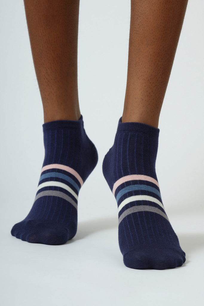 Navy multicolour striped ankle socks_2