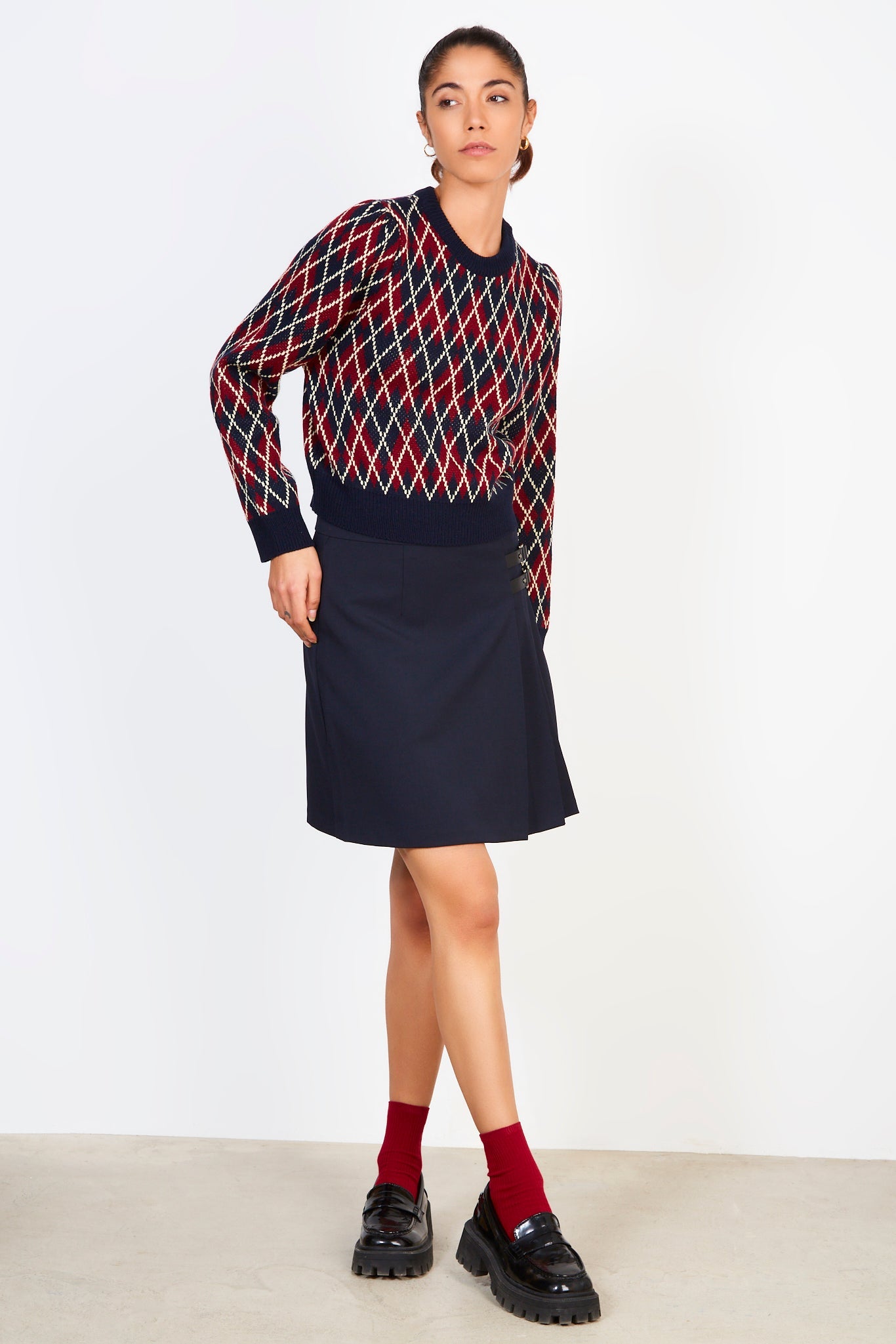 Navy orange and white diamond argyle jumper_3