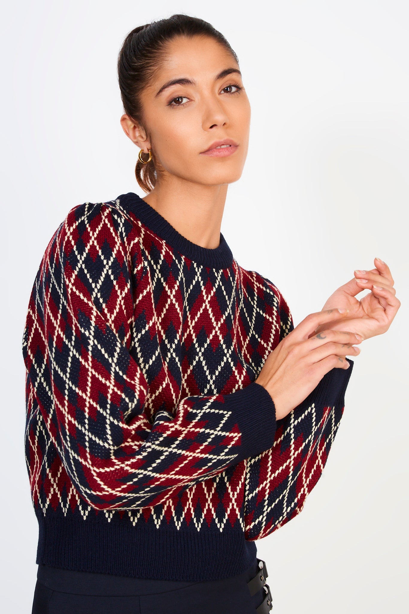 Navy orange and white diamond argyle jumper_1