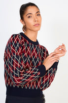 Navy orange and white diamond argyle jumper_1