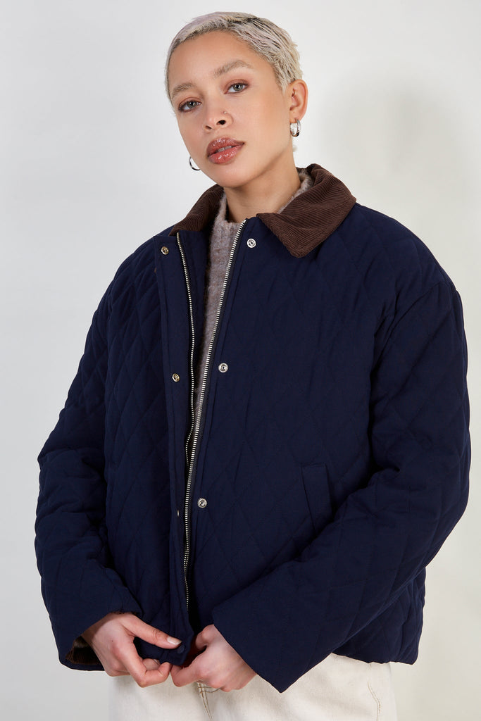 Navy quilted teddy lined zip up jacket_1