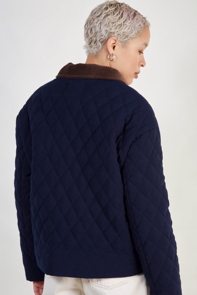 Navy quilted teddy lined zip up jacket_4