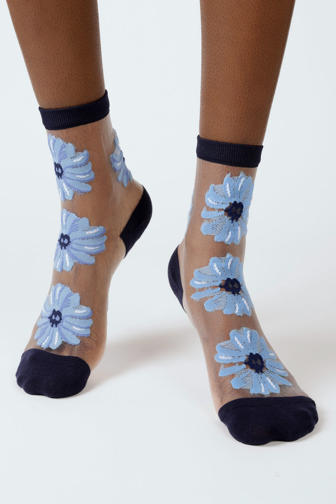 Navy sheer floral socks_2