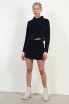 Navy textured mini skirt_2