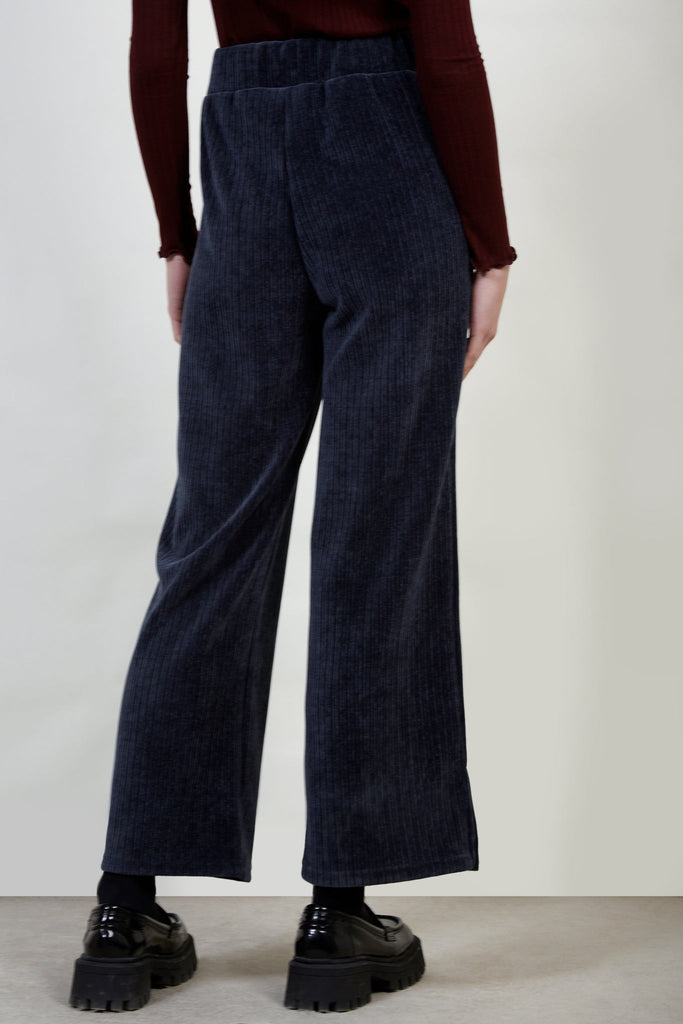 Navy thick ribbed side slit trousers_3