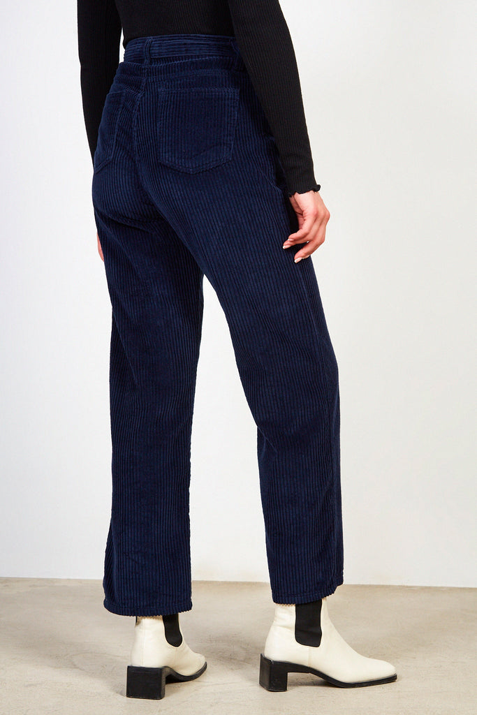 Navy large wale corduroy trousers_2