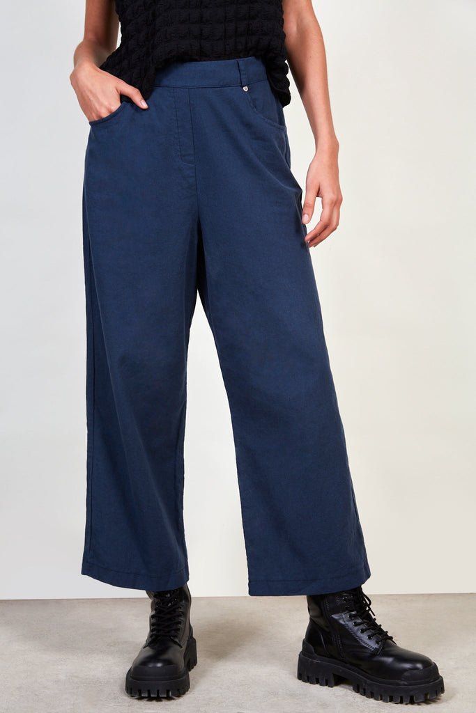 Navy wide leg pocket trousers_1