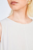 Oatmeal linen blend tank midi dress_4