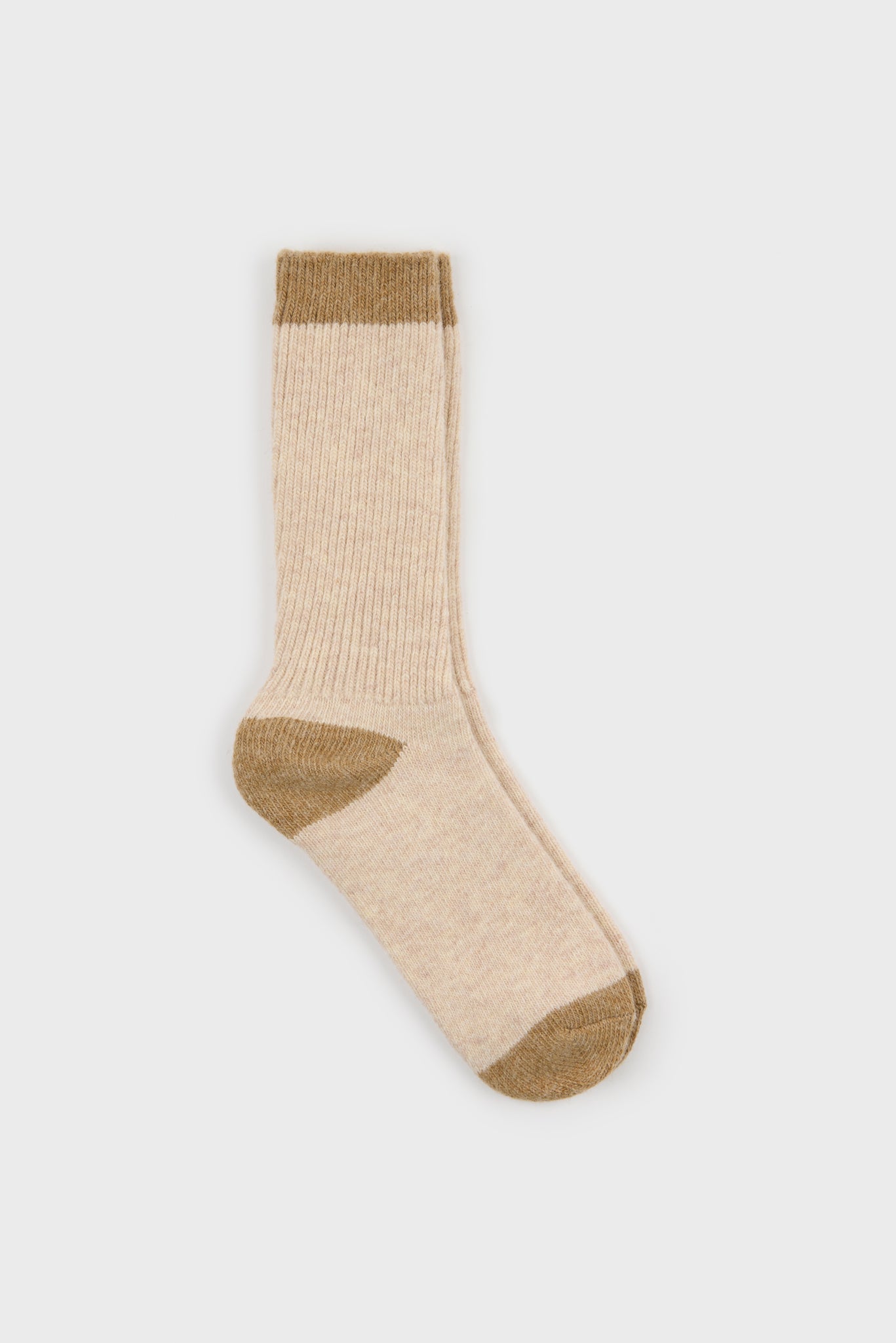 Oatmeal and beige contrast trim cashmere blend socks_1