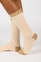 Oatmeal and beige contrast trim cashmere blend socks_3