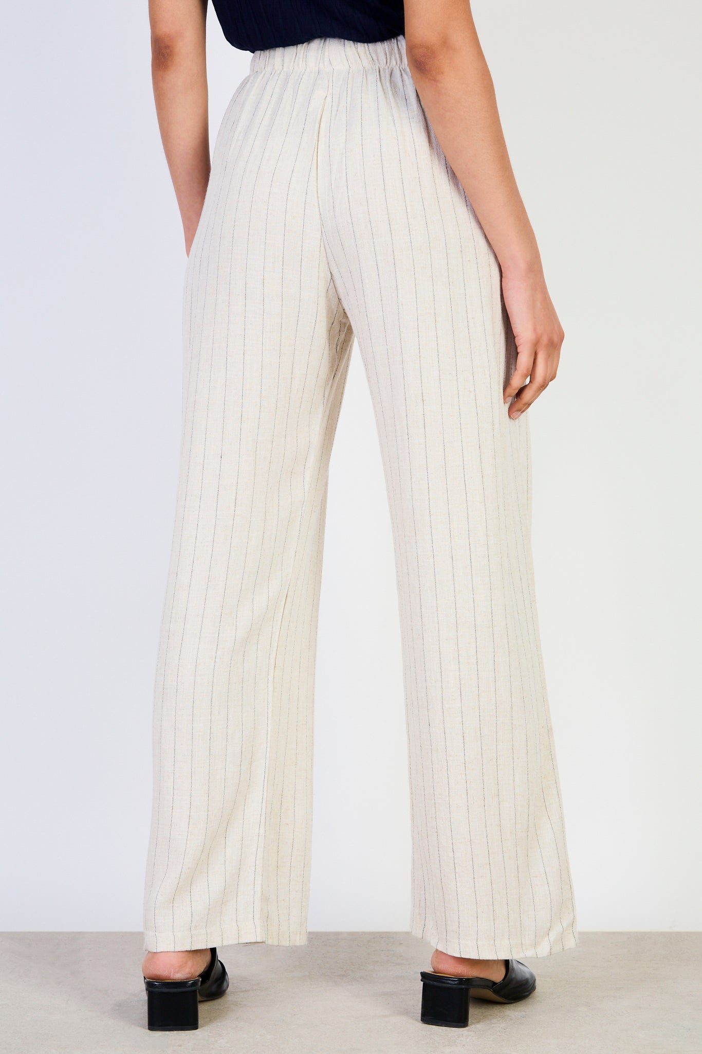 Oatmeal and black striped tie waist trousers_2