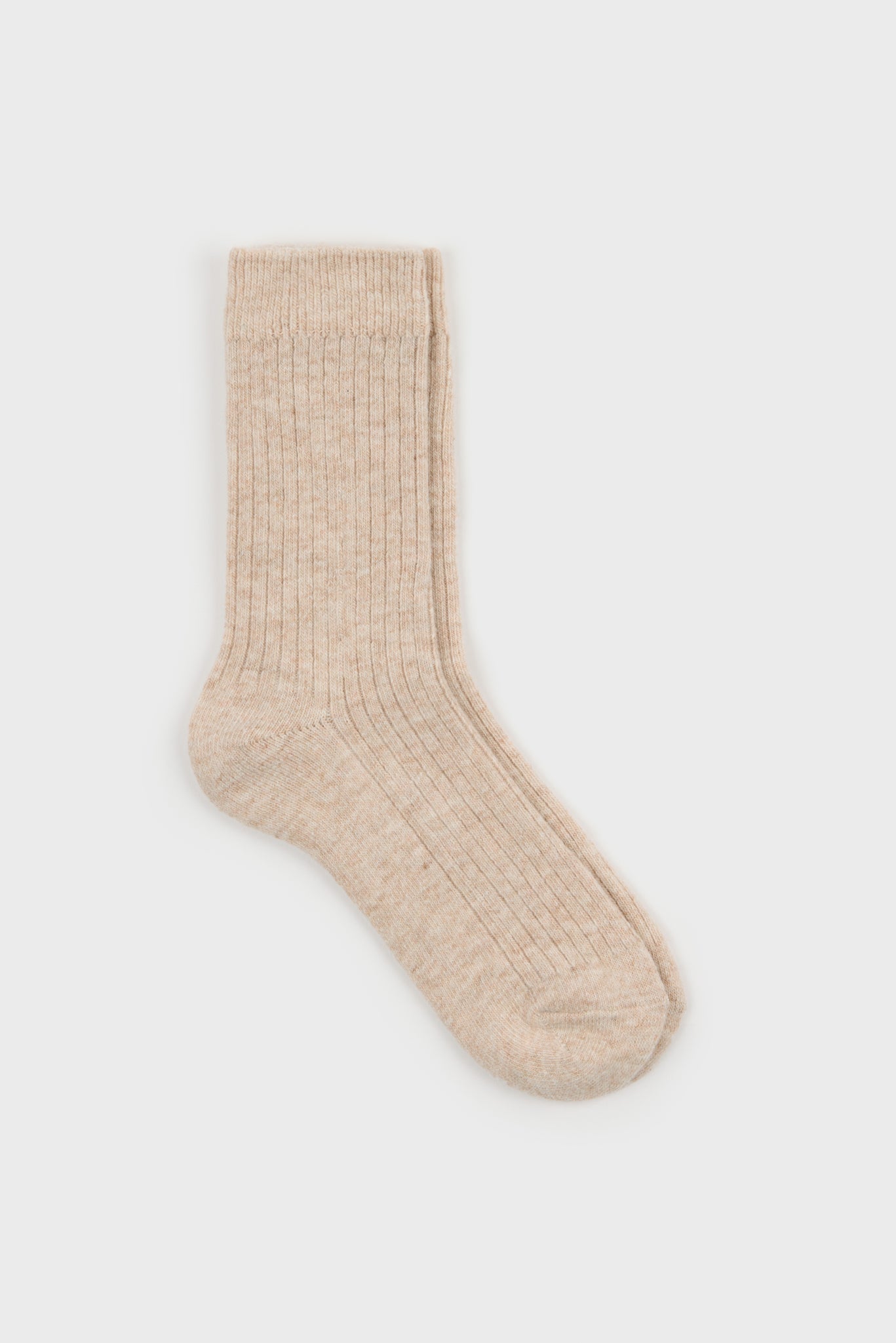 Oatmeal ribbed cashmere wool blend socks_1