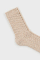 Oatmeal ribbed cashmere wool blend socks_2