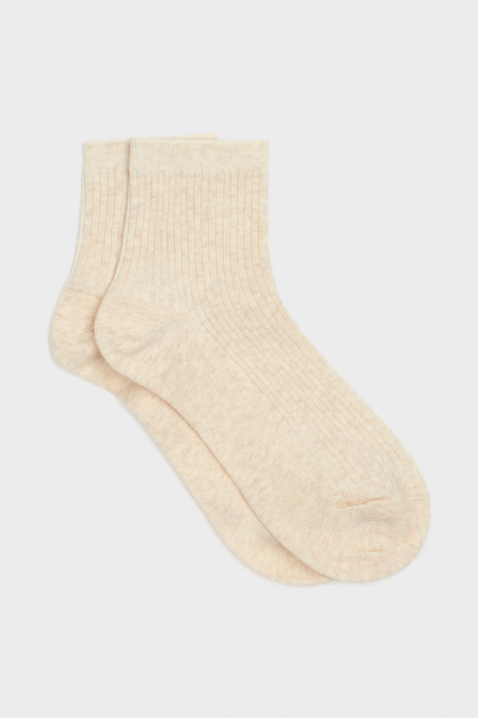 Oatmeal short cotton blend socks_3