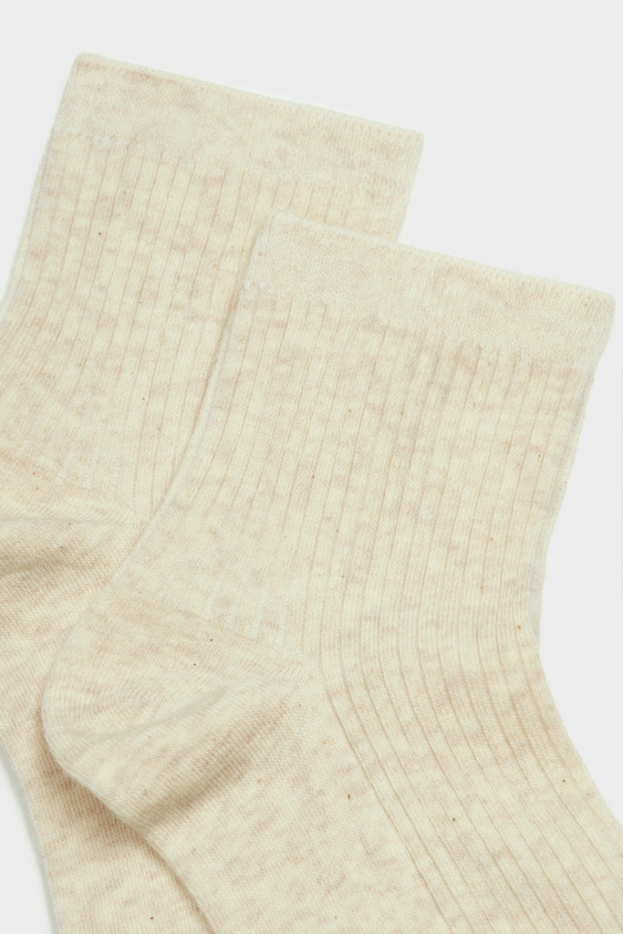 Oatmeal short cotton blend socks_4