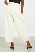 Off white adjustable waist balloon leg trousers_2